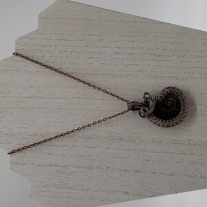 744- Ammonite Fossil Pendant Necklace Handmade NWT